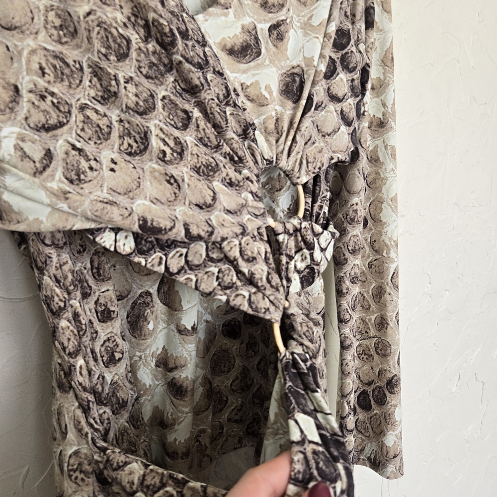 Roberto Cavalli Snakeskin Python Tan Gray Sheath … - image 5